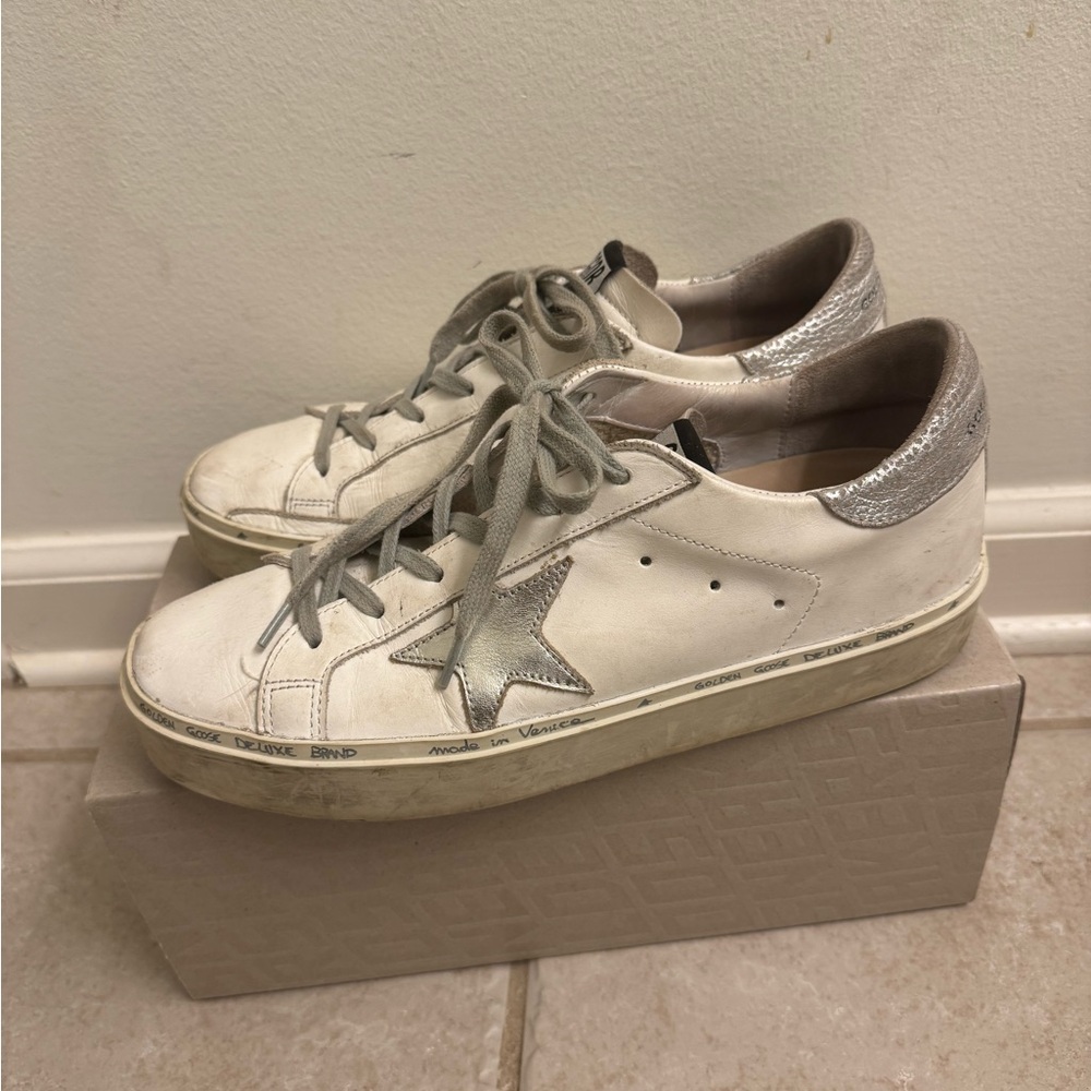 Golden Goose - Hi Star with star and metallic silver heel
